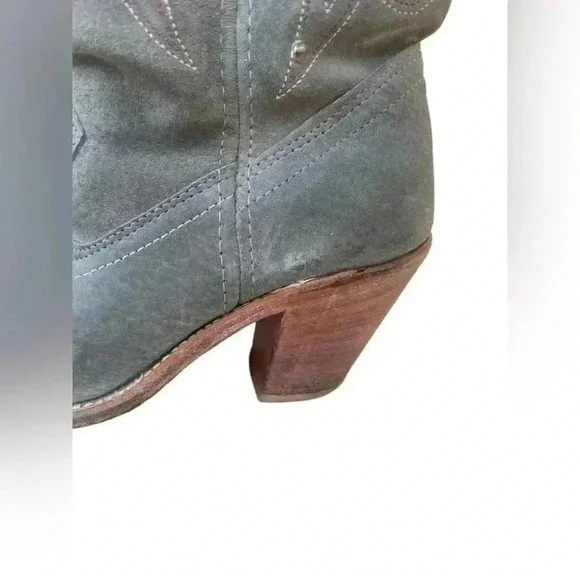 Laredo women’s suede heel gray with mustard yellow inlays accent sz 7 vintage - Picture 5 of 11